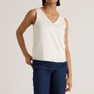 Quince washable stretch silk tank in ivory NWOT